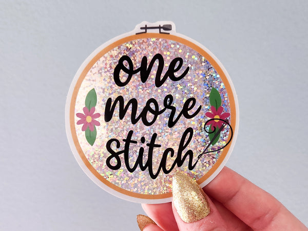 Pretty Rude Embroidery - One More Stitch Embroidery Holographic Vinyl Sticker