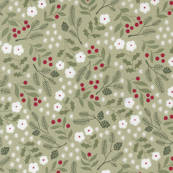 Moda - Christmas Eve -  Winter Botanical Sage Fabric
