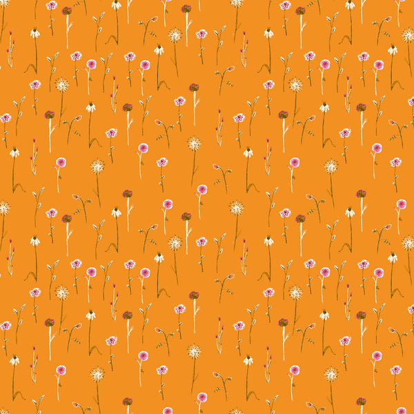 Windham - Heather Ross Studio Edit - Wildflowers Orange Fabric