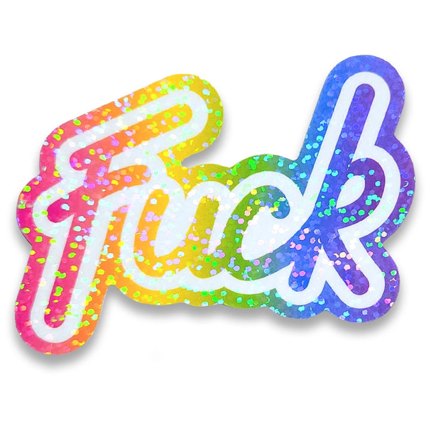 Pretty Rude Embroidery - Lisa Frank Inspired "F**K" Holographic Waterproof Sticker