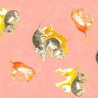 Windham - Heather Ross by Hand - Barn Kitties Salmon Fabric