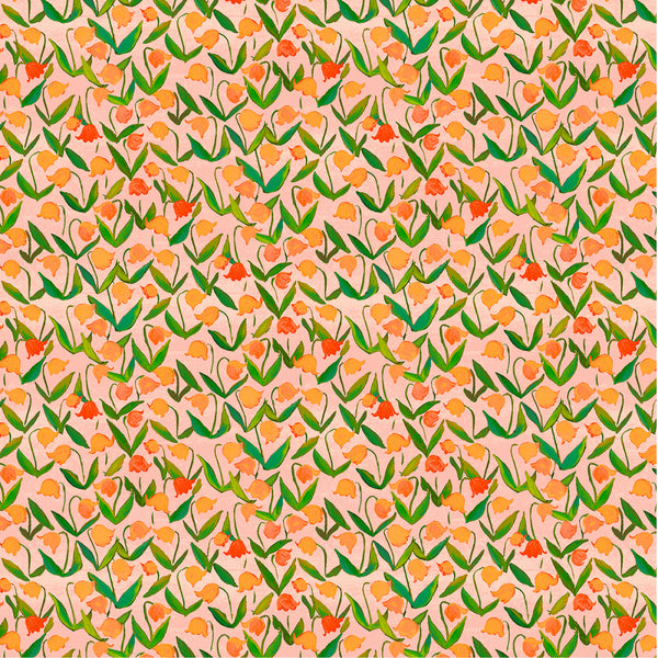 Windham - Heather Ross by Hand - Flowerbed Salmon Fabric