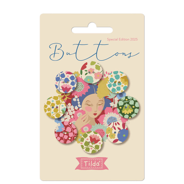 Tilda - Buttons - Wallflower Red/Green 16mm (0.63in)