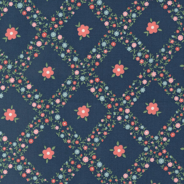 Moda - Rosemary Cottage - Trellis - Navy Fabric