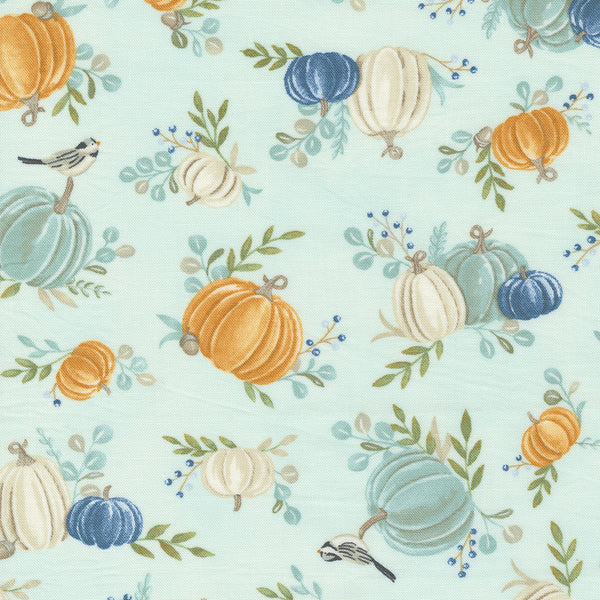 Moda - Harvest Wishes - Pumpkin Aqua Fabric