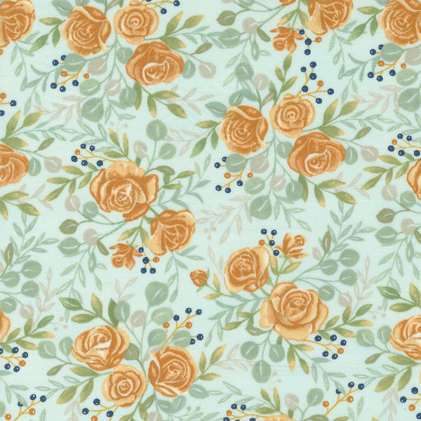 Moda - Harvest Wishes - Fall Florals Aqua Fabric