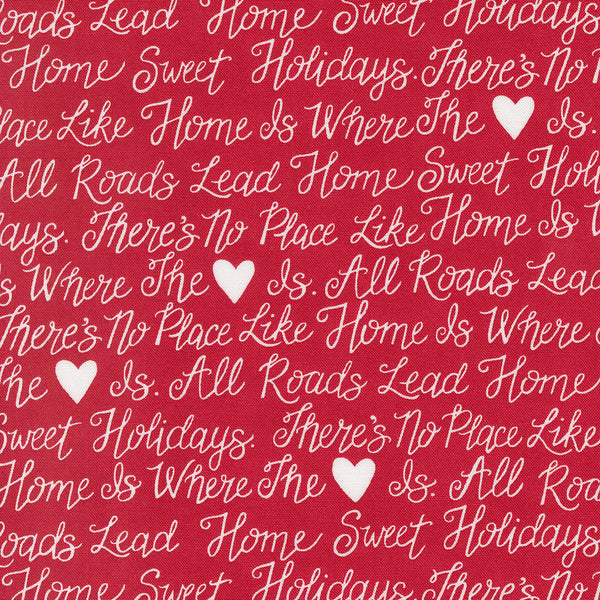 Moda - Holidays at Home - Holiday Text Berry Red Fabric