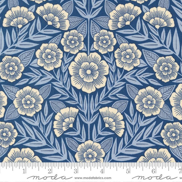 Moda - Flower Press - Floral Indigo Fabric