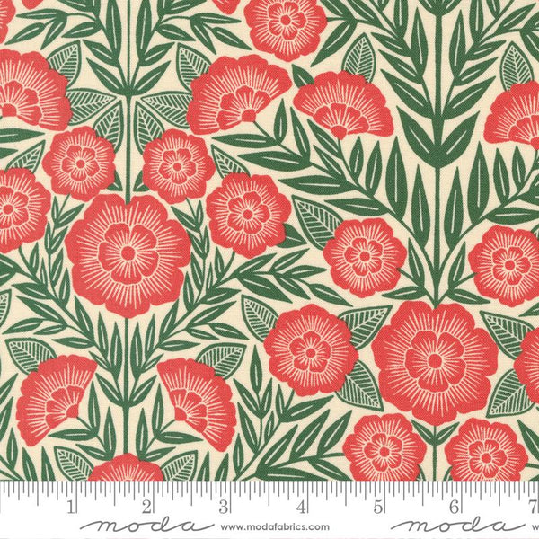 Moda - Flower Press - Floral Ecru Ginger Fabric