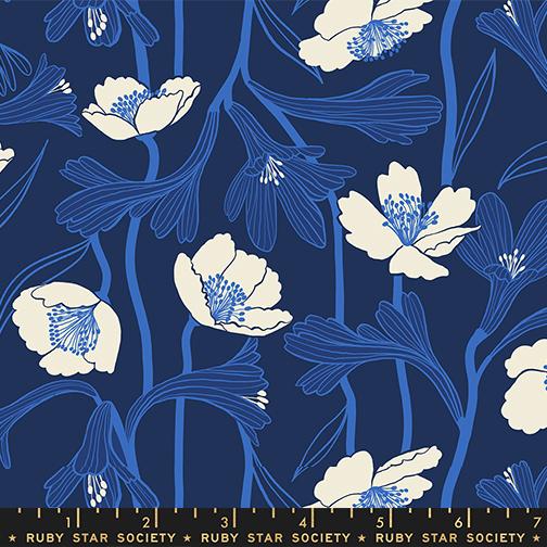 Ruby Star Society - Water - Water Flowers Navy Fabric