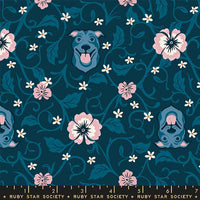 Ruby Star Society - Dog Park - Pitbull Teal Navy Fabric