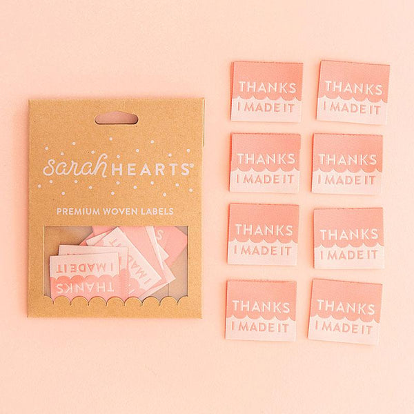 Sarah Hearts - Thanks I Made It Pink Sew in Labels (8 ct)