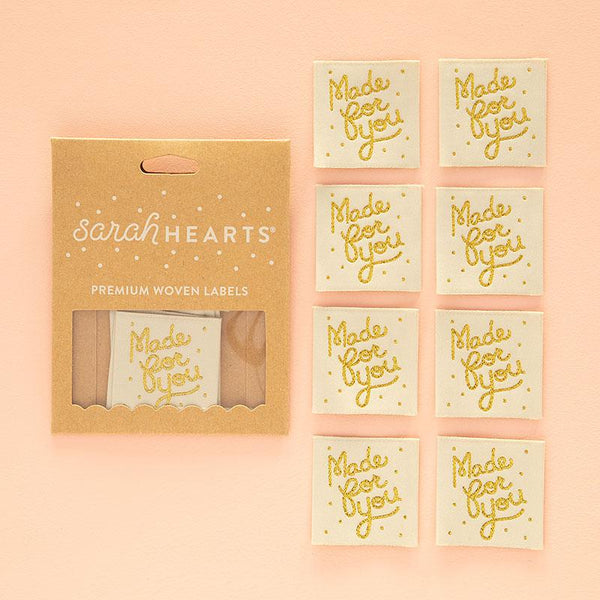 Sarah Hearts - Made For You Gold Sew in Labels (8 ct)