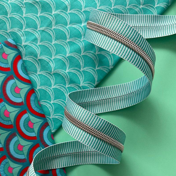 Sassafras Lane Designs - Zipper Teal Stripe - 3 yrds #5