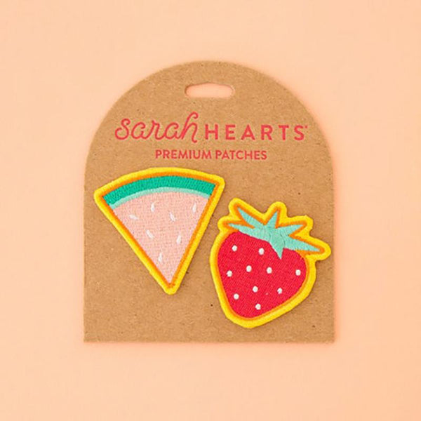 Sarah Hearts - Embroidery Patches- Watermelon/Strawberry