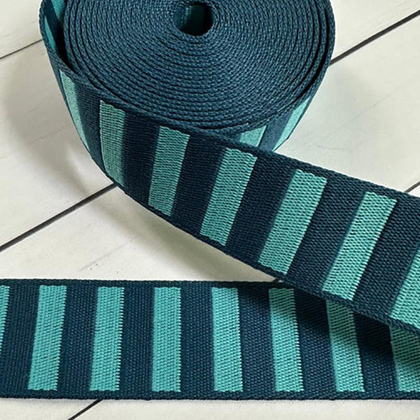 Stitch Supply Co. - Bold Stripe Peacock/Turquoise  1.5" Webbing