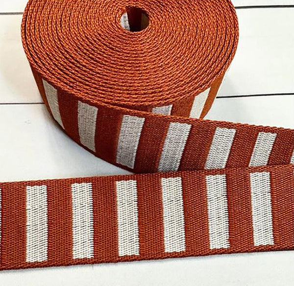 Stitch Supply Co. - Bold Stripe Saddle/Off White  1.5" Webbing