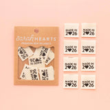 Sarah Hearts - Made in 2026 Centerfold Woven Labels (8 ct)