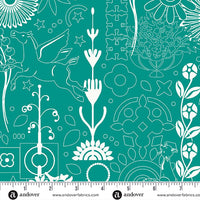 Andover - Alison Glass Sun Print 2025- Cameo Peacock Fabric