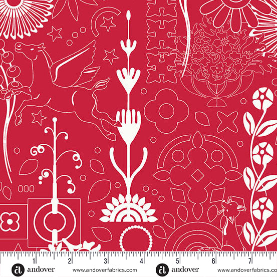 Andover - Alison Glass Sun Print 2025- Cameo Cardinal Fabric