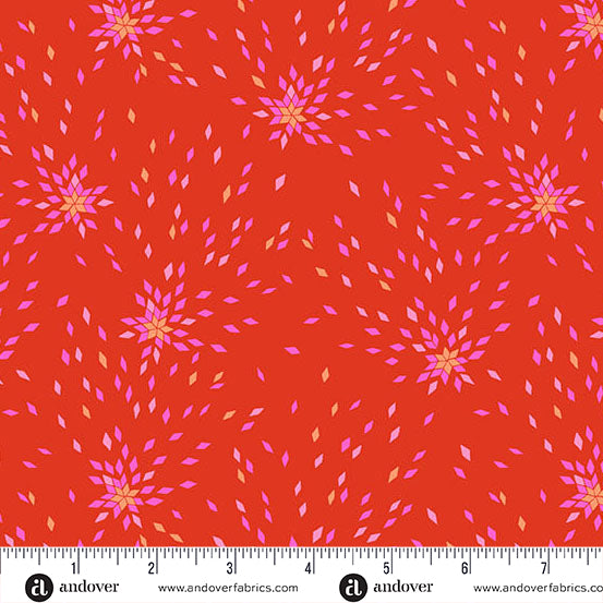 Andover - Memories Untold - Dandelion Scarlet Fabric