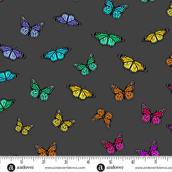 Andover - Alison Glass Color Wheel - Butterfly Rainbow Night Fabric