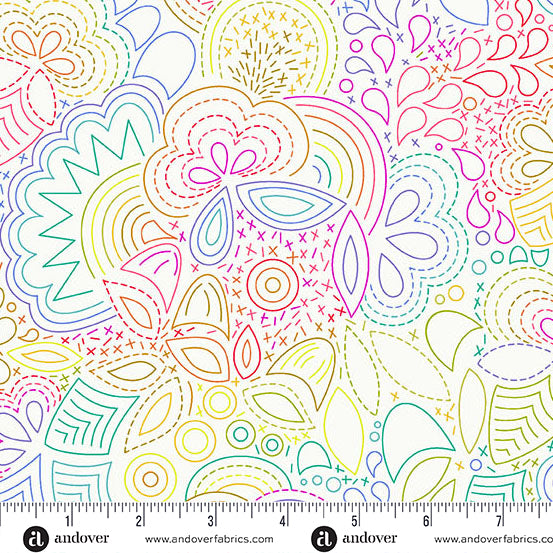 Andover - Alison Glass Color Wheel - Rainbow Stitched Day Fabric