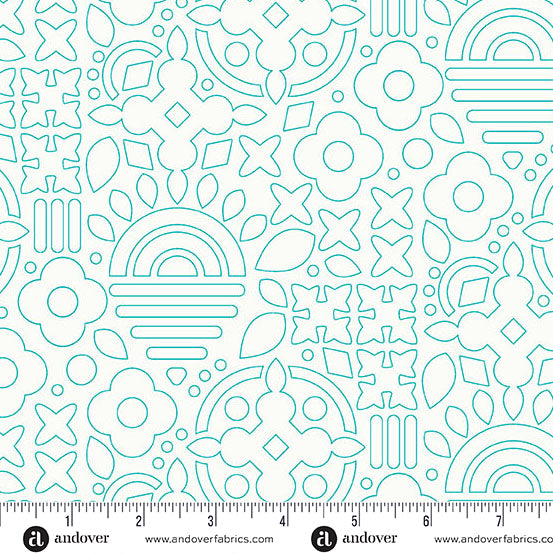 Andover - Alison Glass Sun Print Whisper - Stencil Teal Fabric