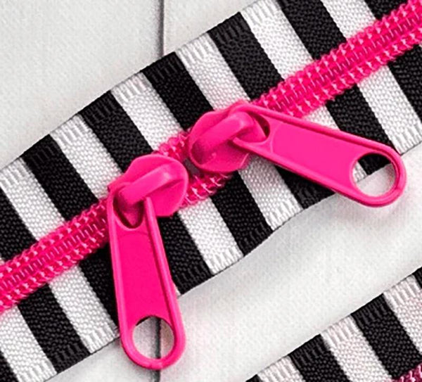 Stitch Supply Co. - Black & White Zipper - 30" Pink Teeth