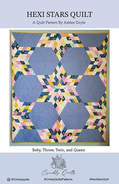 Crinkly Quilts - Hexie Stars Quilt - Paper Pattern