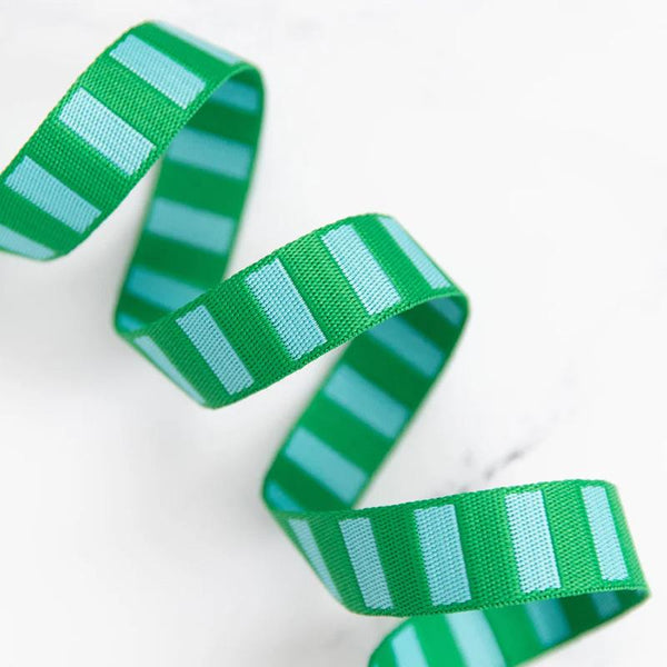 Stitch Supply Co. - Bold Stripe Billiard/Turquoise 1" Webbing