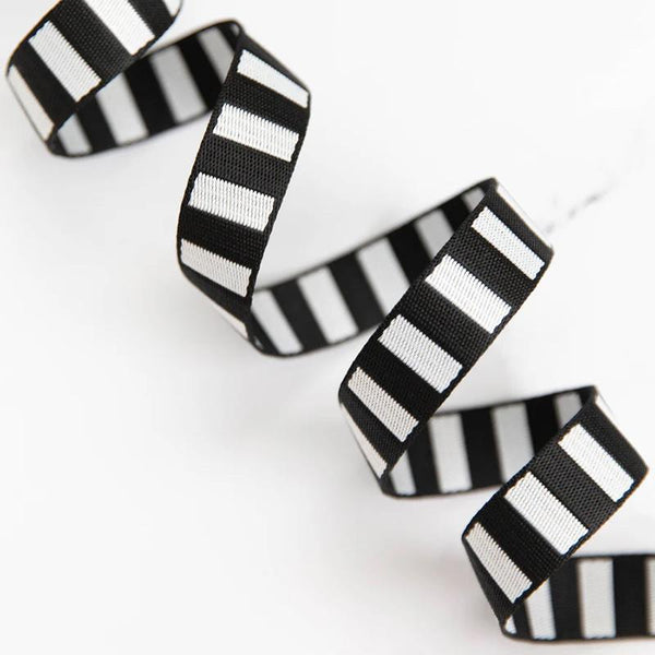 Stitch Supply Co. - Bold Stripe Black/White  1" Webbing