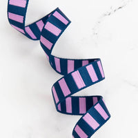 Stitch Supply Co. - Bold Stripe Navy/Peony  1" Webbing