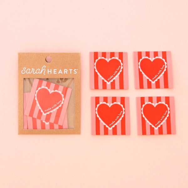 Sarah Hearts - Made With Love Heart Large Labels (4 ct)