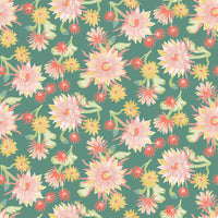 Figo - Desert Sunrise - Cactus Bloom Teal Fabric