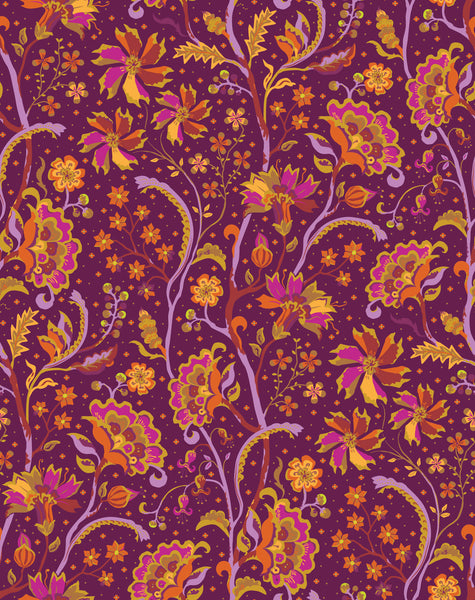 Figo - Trade Winds - Chintz Burgundy Fabric