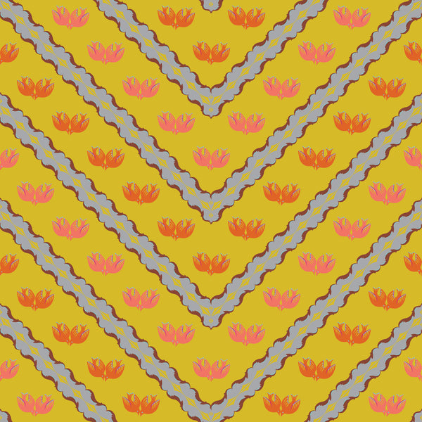 Figo - Trade Winds - Love Dove Mustard Fabric