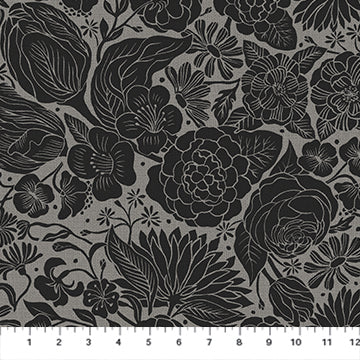Figo - Folktale - Floral Black Fabric