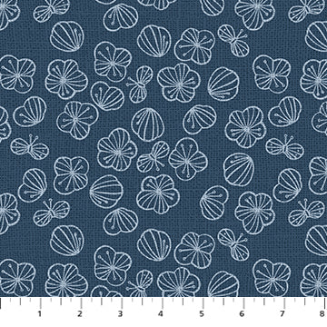 Figo - Folktale - Blossoms Denim Fabric