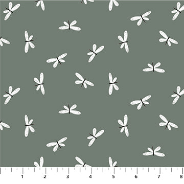 Figo - Charmwood - Dragonflies Spruce Fabric