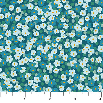 Figo - Florescence - Blossoms Teal Fabric