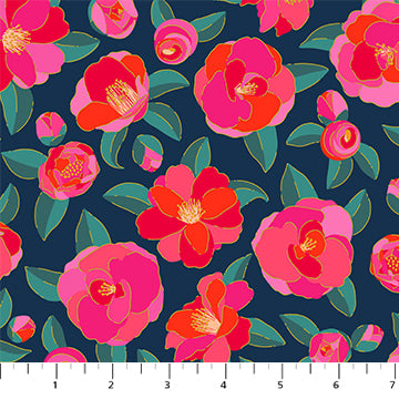Figo - Florescence - Camellia Navy Fabric