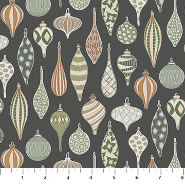 Figo - Snowfall - Ornaments Gray Metallic Fabric