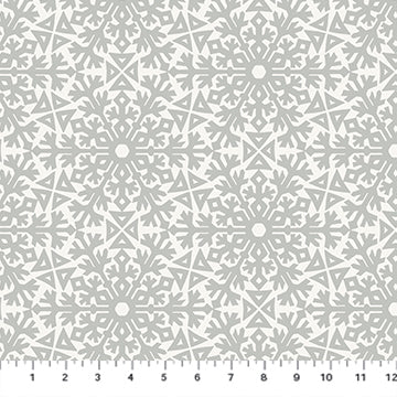 Figo - Snowfall - Frost Gray Metallic Fabric