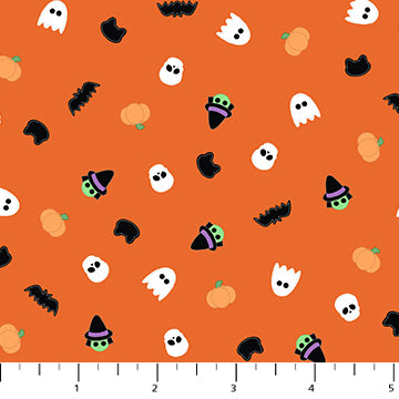 Figo - Mr Bones Sews - Sprinkles Orange Fabric