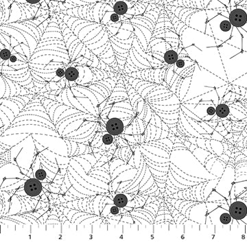 Figo - Mr Bones Sews - Spider White Fabric