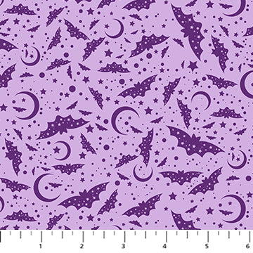 Figo - Mr Bones Sews - Bats Lilac Fabric