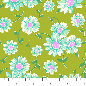 Figo - Full Bloom - Daisy Chartreuse Fabric