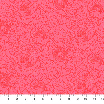 Figo - Full Bloom - Peony Coral Fabric