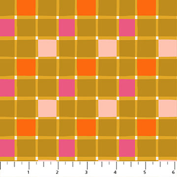 Figo - Joyful June - Gingham Ochre Fabric